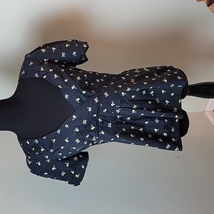 Odille lemon print retro style sweetheart top